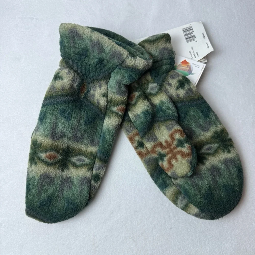 Manzella Polartec Fleece Mittens Gloves Large Mirror Lake Green Water Repellent